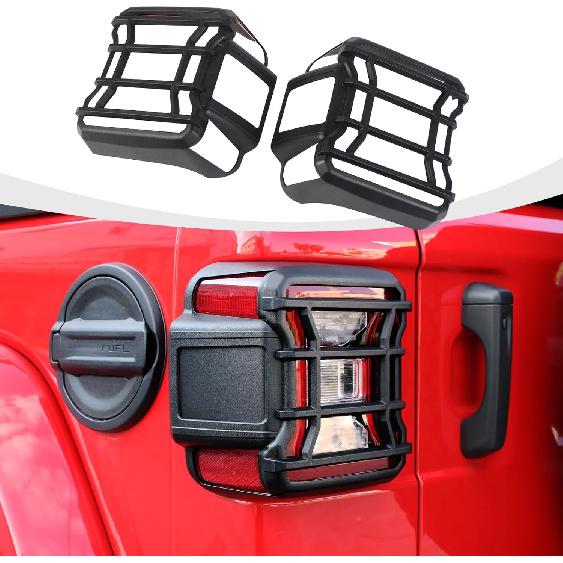 JL Tail Light Covers, ABS Rear Light Lamp Guards Trim Compatible with 2018-2024 Jeep Wrangler JL, Black (Fit for LED Light Version Without Frame)