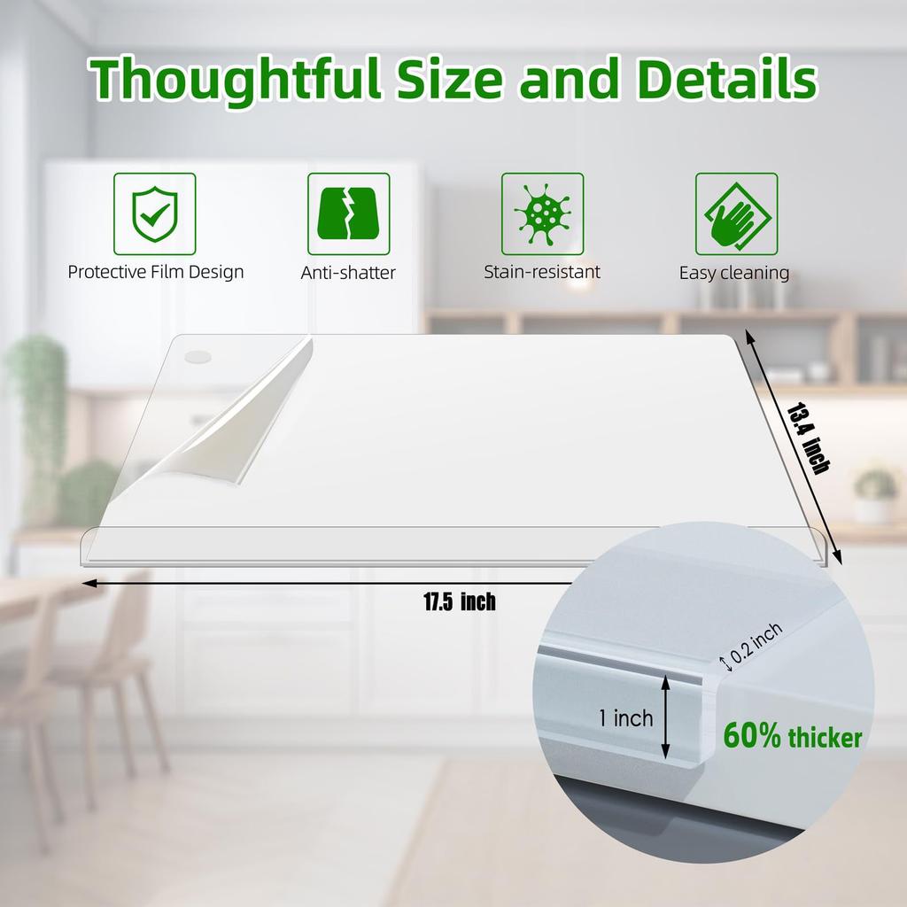 Acrylic Cutting Board with Counter Lip, Clear Cutting Boards for Kitchen Counter, Large Cutting Board Non Slip for Countertop Protector