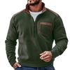 Mens Retro Fleece Sweatshirt With Pocket Color Block Slim Fit Long Sleeve Half Zip Pullover Shirt Trendy