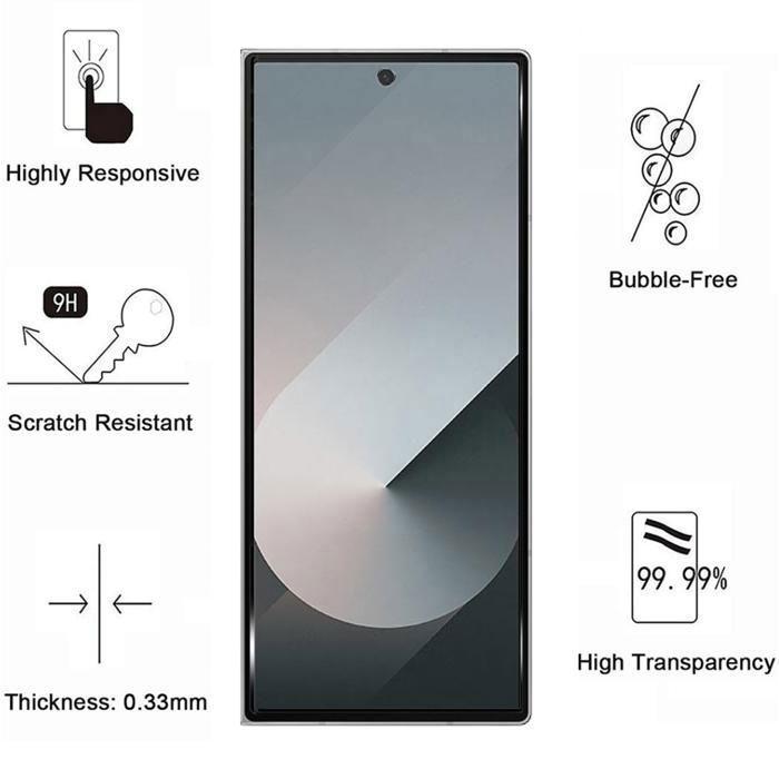 Закаленное стекло для Samsung Galaxy Z FOLD 6 [Упаковка 4 шт.] Защитная пленка для экрана Phonillico®