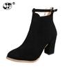Shoes Women Ankle Boots 2017 High Square Heels Pointed Toe Zip Buckle Motorcycle Boots Fashion Sexy Winter 7.5cm Heels 789