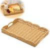 Поднос из имитации ротанга Винтажный прямоугольный сервировочный поднос Декоративные настольные сервировочные корзины Многофункциональное блюдо для организации