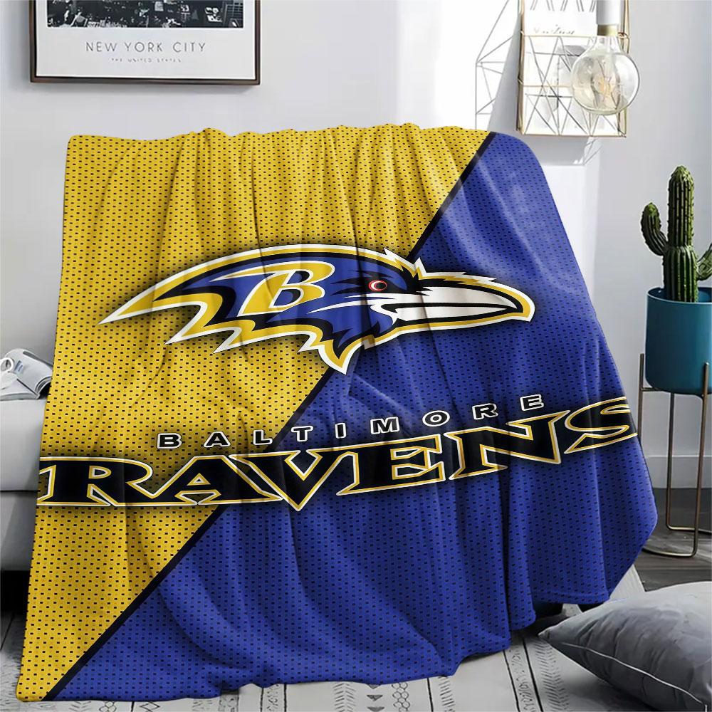 Ravens Printed Flannel Blanket, soft throw for bedroom sofa, washable, fan merchandise, great gift.
