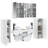 6 Piece Bathroom Furniture Set White Engineered Wood and Glass