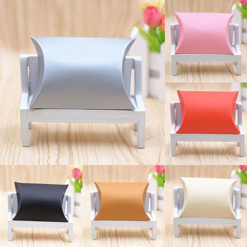 100 шт./лот подарочный мешочек крафт-подарочный пакет рождественская подушка форма бумажные коробки для конфет