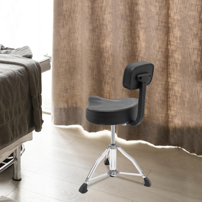 Drum Stool with Backrest, Height Adjustable Pneumatic Drum Chair, 360° Rotatable Heavy Duty Musician Stool for Studio Salon