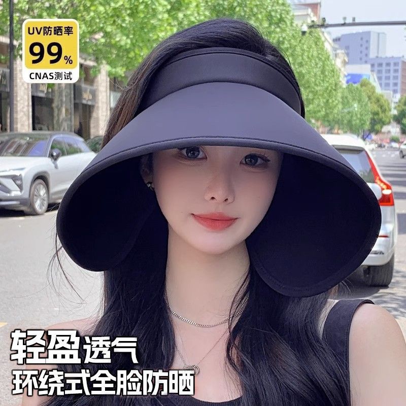 Wrap-around Plus Eaves Sun Protection Empty Top Hat Children's Summer Outdoor UV Protection Sun Hat Foldable Sun Hat