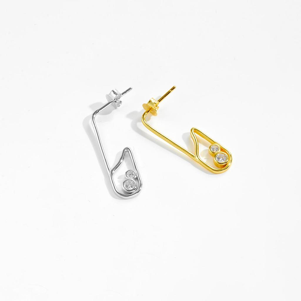 ANDYWEN Серьги-пусеты из стерлингового серебра 925 пробы с позолотой 18 карат Женские серьги Серьги в форме ноты Помолвочные изящные украшения