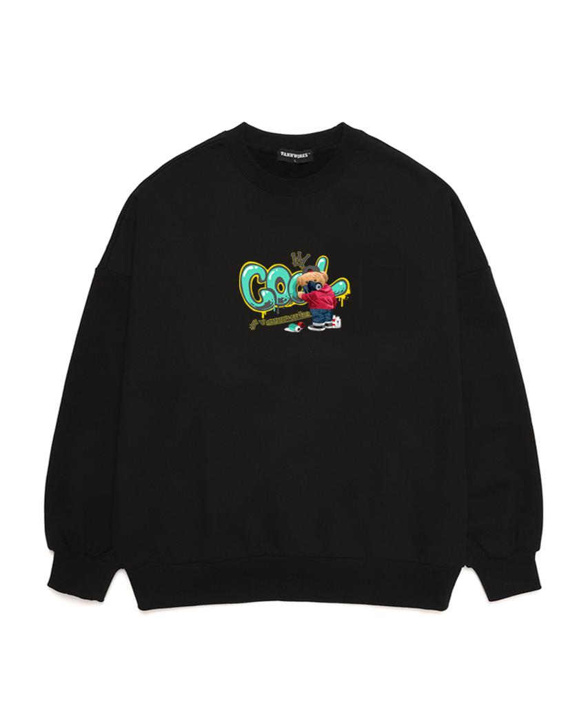 VANNWORKS Gravity Bear Oversized Sweatshirt (Vndts102) Black