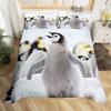 Cute Penguin Duvet Cover Animal Pattern Bedding Set Comforter Cover for Boys Girls Kids Room Decor Full Size with 2 Pillow Case
