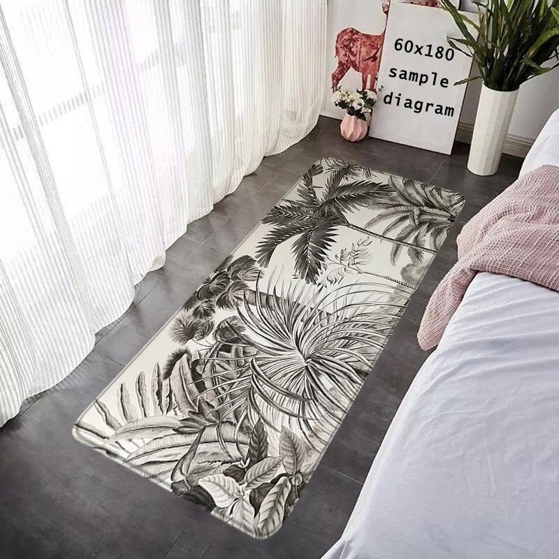 Floor Mat Nordic Tropical Leaf Pattern Non-slip Foot Rug Hallway Carpet Kitchen Water Absorbed Rugs Cozy Bedside Mats Home Decor