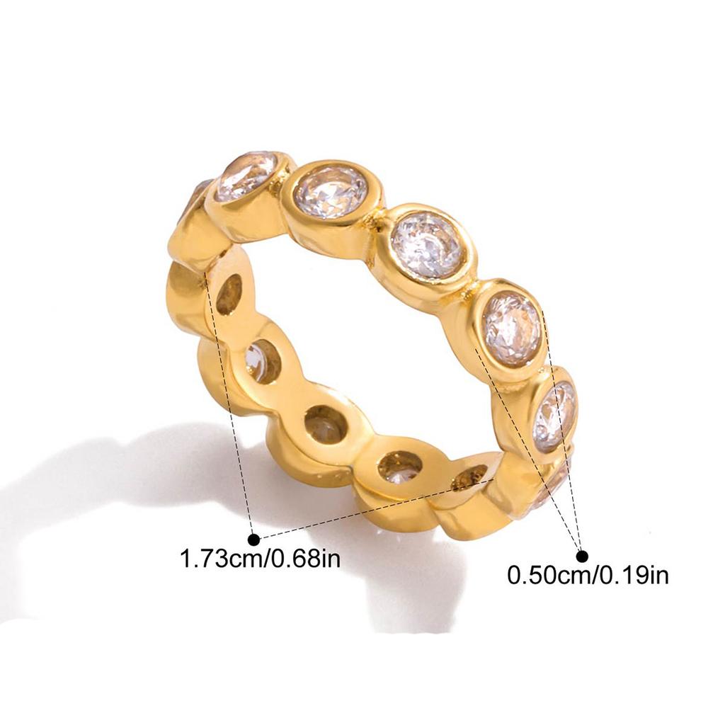 Yori White Square Cubic Zirconia Wave Ring 18k Gold Color Pvd Plated Stainless Steel Fashion Finger Jewelry Accessories Gift