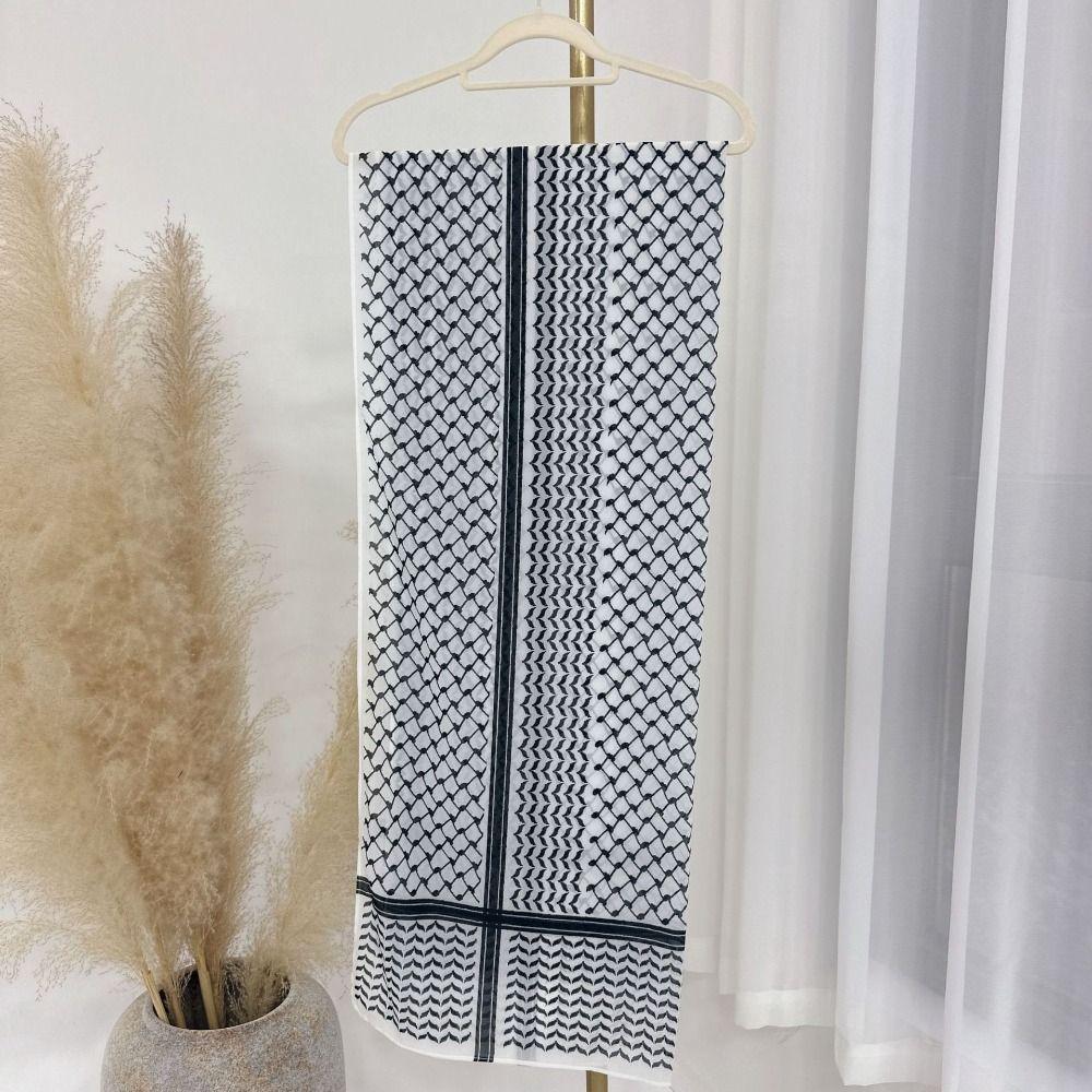 Chiffon Shemagh Scarf Breathable Long Turban Islamic Traditional Costumes Arab Kafiya Keffiyeh