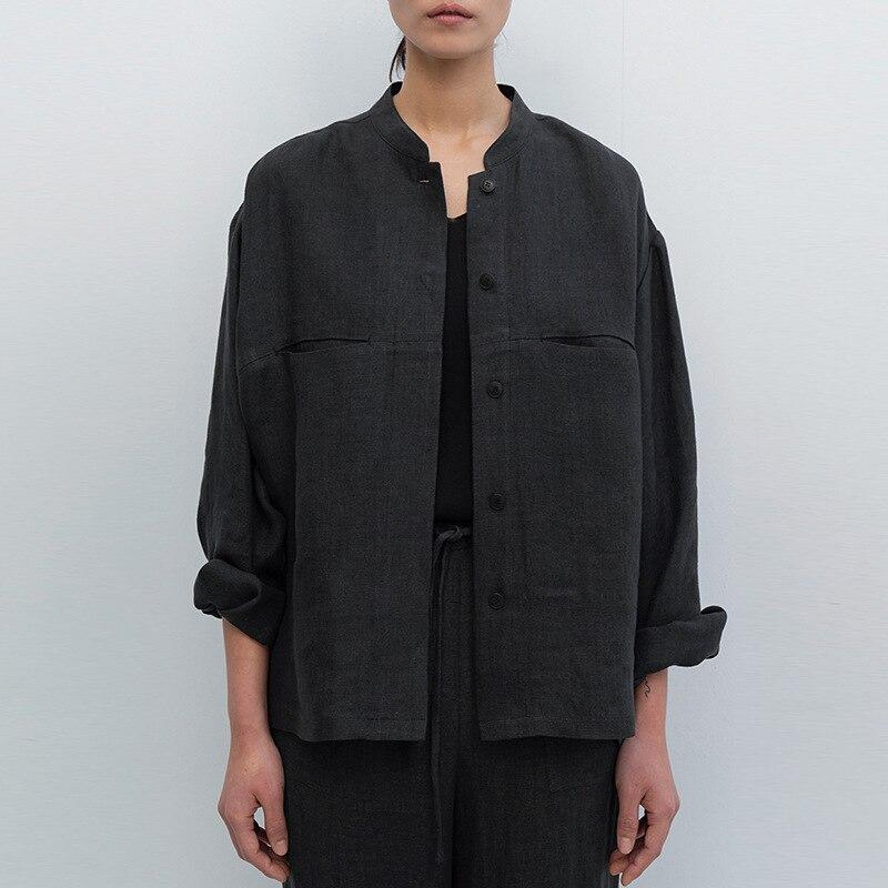 Johnature Японские льняные женские рубашки, весенние свободные однотонные простые однобортные универсальные женские топы