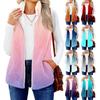 Women's Gradient Printed Fashionable And Warm Fleece Cardigan Vest Coat