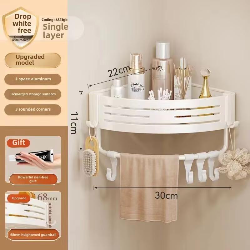 Bathroom Shelf Aluminum Alloy Shampoo Rack Makeup Storage Organizer Shower Shelf Bathroom Accessories No Drill Wall Corner Shelf