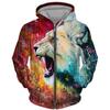 Spring Autumn Men's Zipper Hoodie Sweatshirts 3D Animal Lion Beast Printing Hooded Pullover Fashion Jacket Casual Sportswear