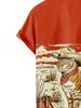 Western Cowboy Cat Vintage Pattern 3D Printed Men's Casual Shirt, Hip-Hop Rock Streetwear Hawaiian Shirt