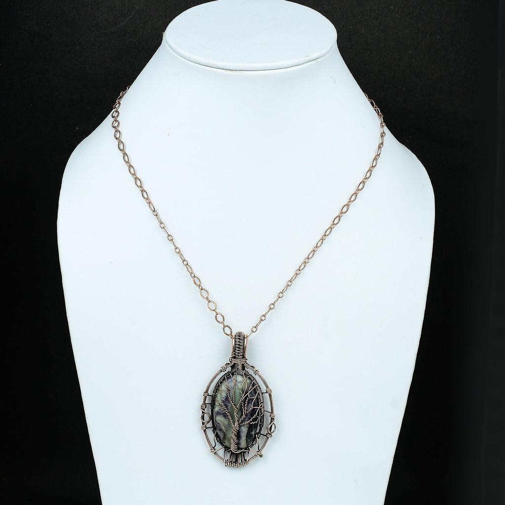 Подвеска Древо Жизни с камнем Каммерерит, обмотанная медной проволокой, ручной работы, абсолютно новая, подарок для мамы, украшение с камнем Каммерерит