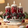 Christmas Tabletop Sign 2D Acrylic Desktop Sign with Candles Pine Cones Red Berries