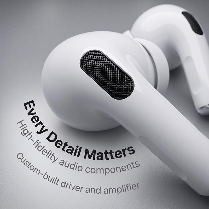 Удобные внутриканальные наушники AirPods Pro с двойным микрофоном для четких звонков, улучшенным активным шумоподавлением (ANC), 30-часовым временем работы от аккумулятора, погружающим звуком