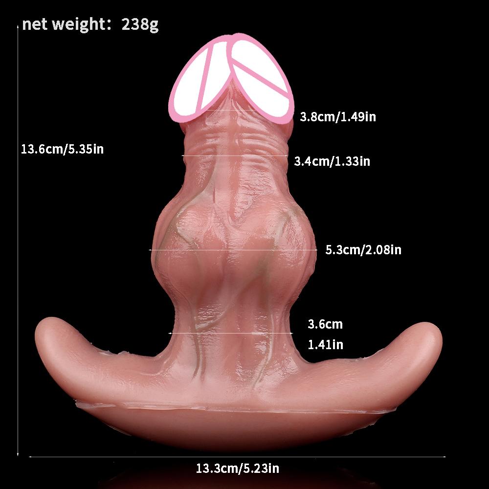 FAAK BDSM Wireless Control Vibrating Silicone Wearable knot Anal Plug Large Tail Mouth Gag Sex Toy Strapon Realistic Dildo