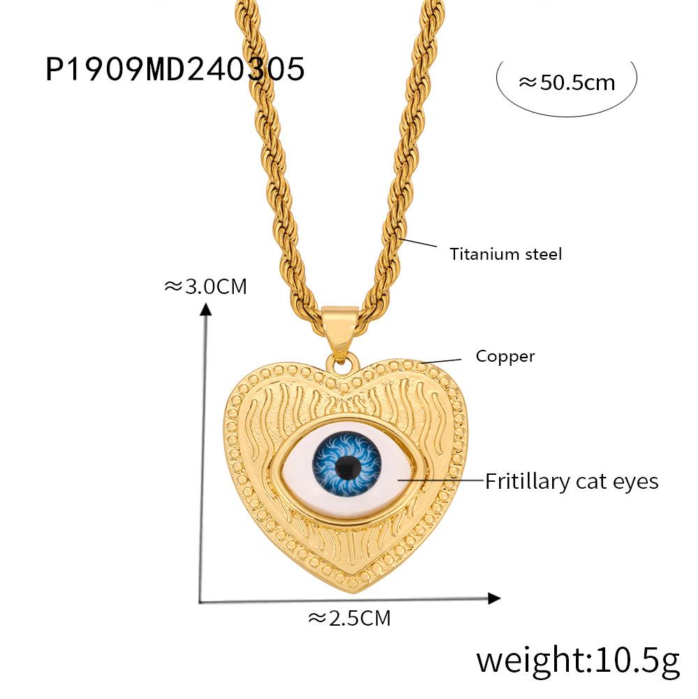 Hip-Hop Geometric Devil'S Eye Diamond-Encrusted Copper Pendant Female Titanium Steel Gold-Plated Oil Drop Necklace Simple Personalized Jewelry