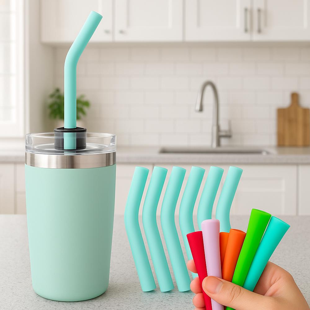 12pcs Silicone Metal Straws Tips Cover Curved Straw Cover Cup Accessories Straw Topper Party