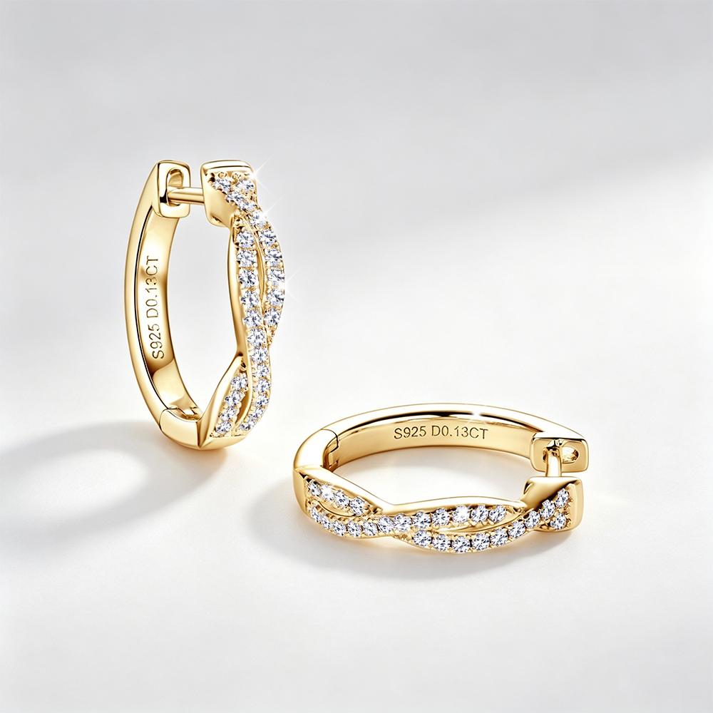 Lab Grown Diamond Earrings 925 Sterling Silver Moissanite Twisted Infinity Hoop Earrings Jewelry Gifts Earrings Bulk