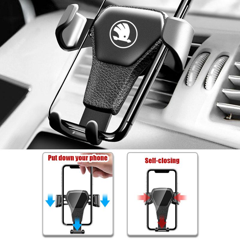 CWWR6 General gravity car phone holder, car vent clip installation phone holder For New Skoda Octavia Kodiaq Fabia Superb Karoq Yeti