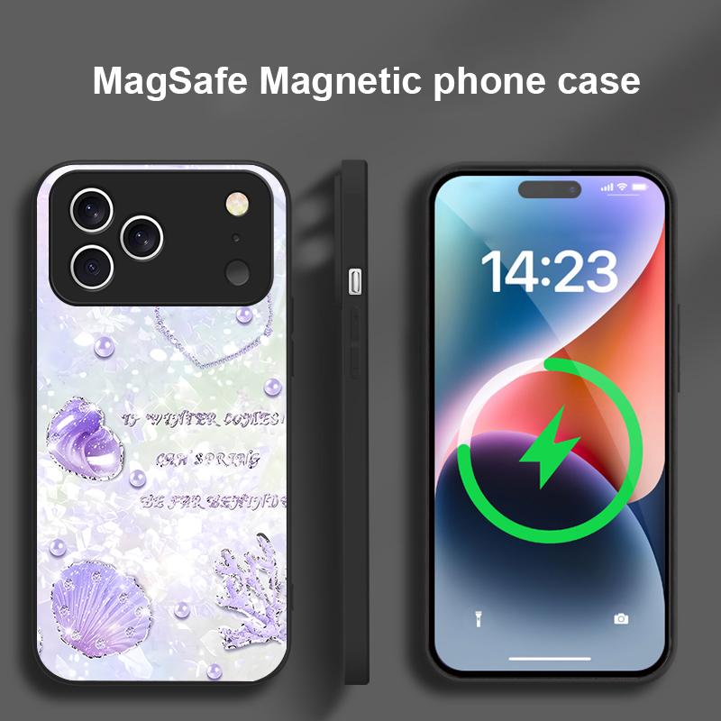Красивый фиолетовый чехол для Magsafe iPhone 17 Pro Max 16 E 15 14 13 Plus 12 mini 11 17 Air XR Xs Max 7 Plus стеклянный чехол для телефона