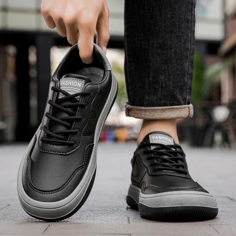 Модные мужские повседневные кожаные кеды высокого качества на шнуровке, обувь для скейтборда, подходящая для активного отдыха на открытом воздухе, ходьбы, бега