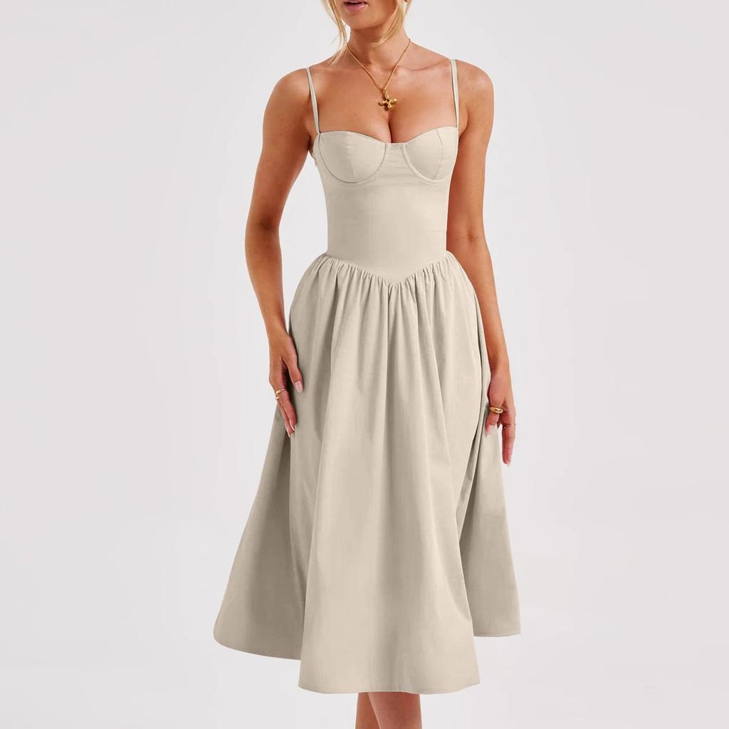 Женское летнее сексуальное платье средней длины с тонкой талией, юбка на подтяжках для женщин