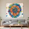 Watercolor Ink Wash Style Colorful Mandala Tapestry Wall Hanging Bedroom Living Room Decor