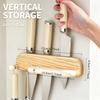 1 PCS Kitchen Knife Storage Rack with Magnetic Sharpening Stone 2-in-1 Wall Mounted Storage Knife Holder