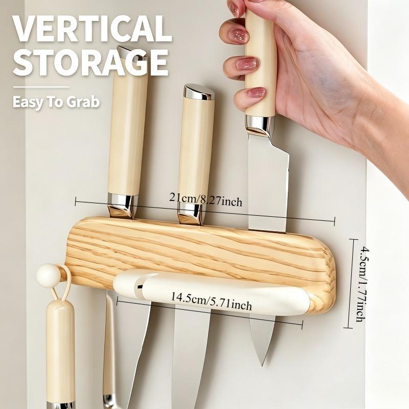 1 PCS Kitchen Knife Storage Rack with Magnetic Sharpening Stone 2-in-1 Wall Mounted Storage Knife Holder