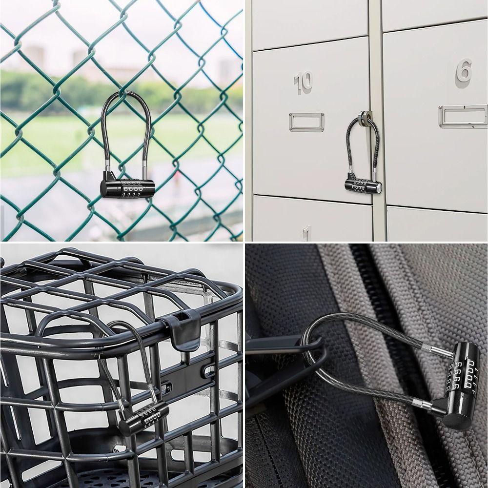 Anti-theft 4 Digit Combination Lock Wire Rope Gym Safety Coded Lock for Travel & Home