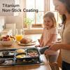 Titanium Nonstick Egg Frying Pan,3-in-1 Divided Breakfast Omelette Egg Pan, for Pancake, Bacon,Healthy