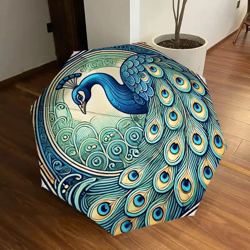1pc Peacock Feather Artwork Umbrella with Plastic Handle,Suitable for All Seasons Home Travel Outdoor UmbrellaDD1722