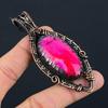 Pretty Pink Dendrite Opal Gemstone Pure Copper Wire Wrapped Handmade Pendant Jewelry