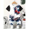 Summer 2025 fashion and casual 3D printed football pattern polyester breathable and lightweight children's set