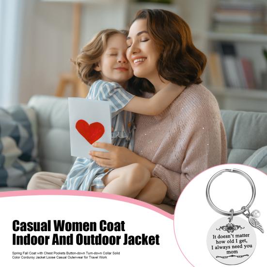 Mom Keychain Round Ring Faux Pearl Dangle Keyring No Matter How Old I Get I Always Need You Mom Keychain Mother Day Gift