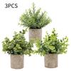 3pcs Potted Artificial Plant Fake Green Grass Leaves Artificial Simulation Plants Sets for Home