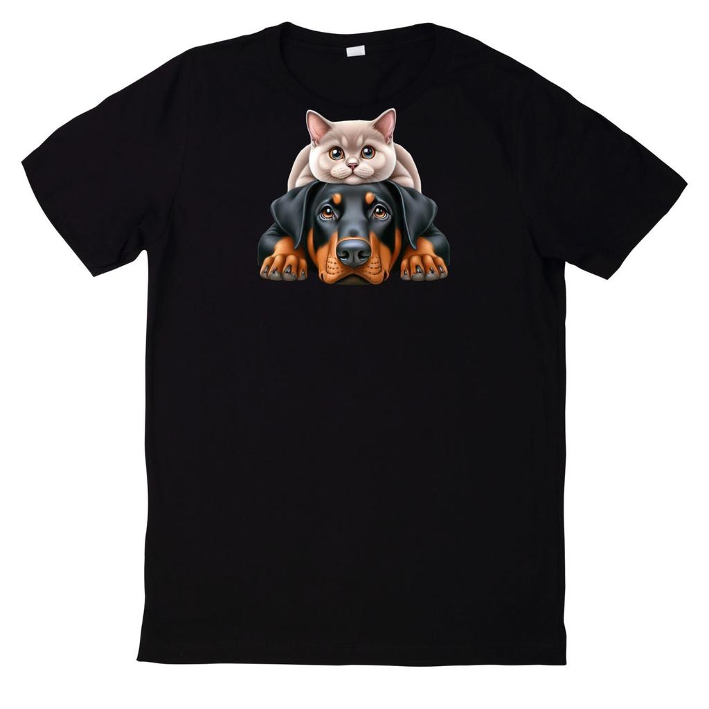 T-Shirt Lustiges Beste Freunde Katze und Hund MotivWird in neuem Fenster oder Tab geöffnet