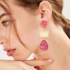 1 Pair Women Hanging Earrings Exaggerated Geometric Color Matching Smooth Bohemian Style Club Party Dangle Earrings Ear Jewelry