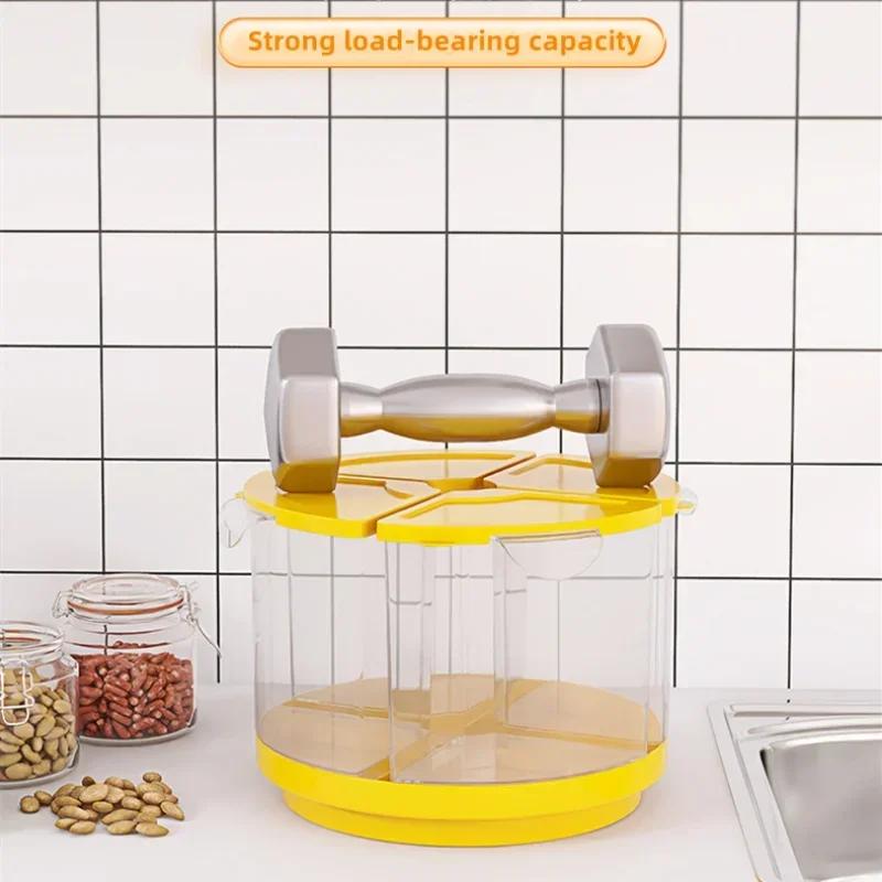 Разделенное ведро для риса, вращающийся ящик для хранения консервированного зерна, бытовая кухня, защищенный от насекомых и влаги, герметичный контейнер для хранения бобов