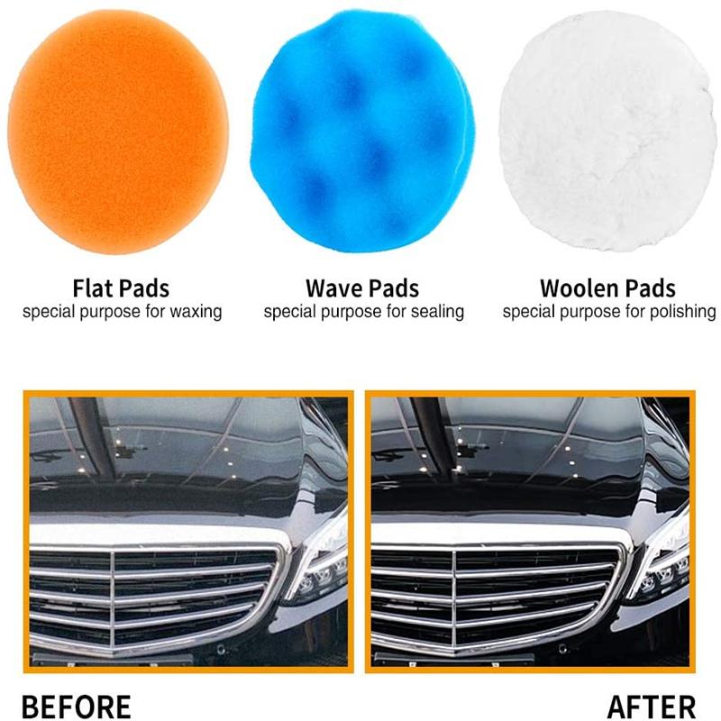 12/16/39Pcs Car Polishing Disc Self-Adhesive Buffing Waxing Sponge Wool Wheel Polishing Pad For Car Polisher Drill Adapter