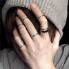 7pcs Ring Set Instagram Hip Hop Style Adjustable Index Finger Joint Ring Style Retro Punk Style Men's and Women's Ring Set