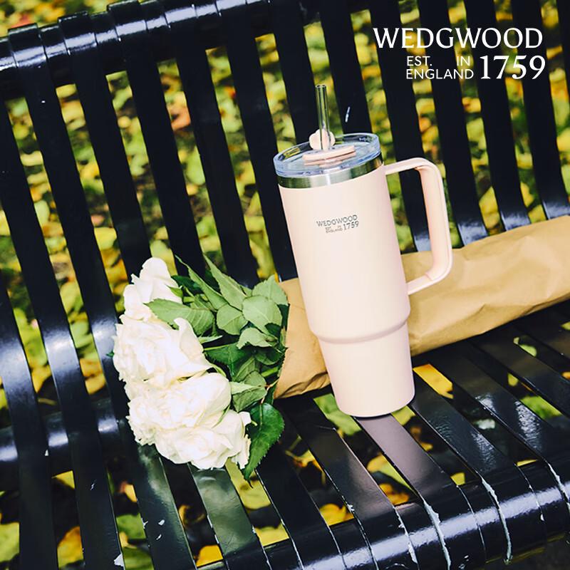 Wedgwood Классический стакан-термос из нержавеющей стали с барельефом и соломинкой