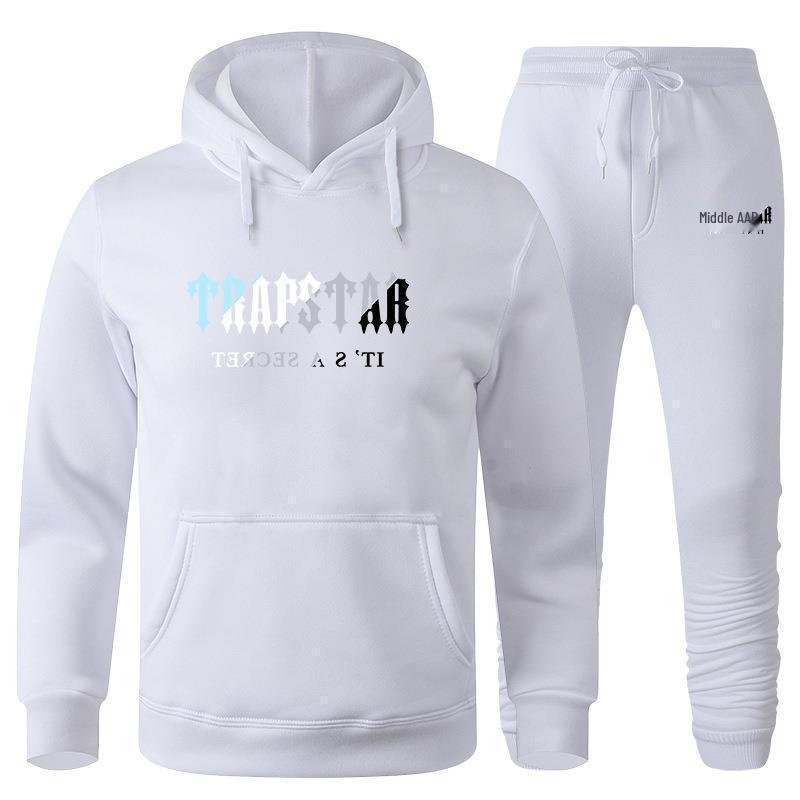 Модный бренд Trapstar Мужской Худи с флисовой подкладкой и Брюки Спортивный Костюм Повседневная Мода Спортивная Одежда Комплект